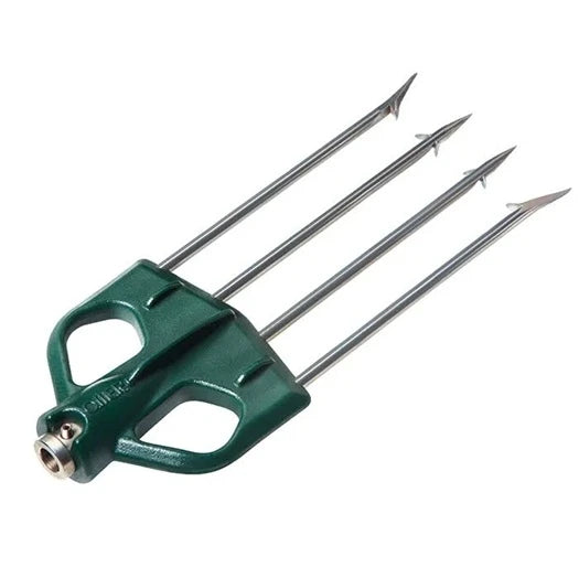 Arpón Omer mimético verde Mustad, 4 puntas para astas de 7 mm. Código B036VS